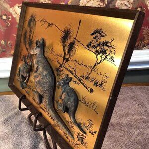 3D Kangaroo's on Copper wall hanging